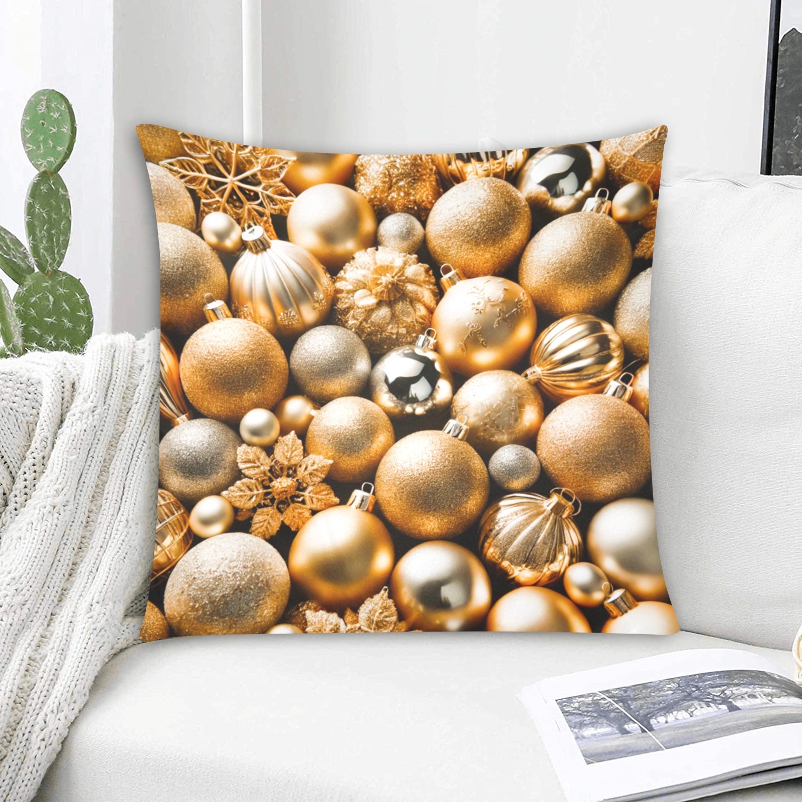 golden baubles Custom Zippered Pillow Cases 20"x20" (Two Sides)