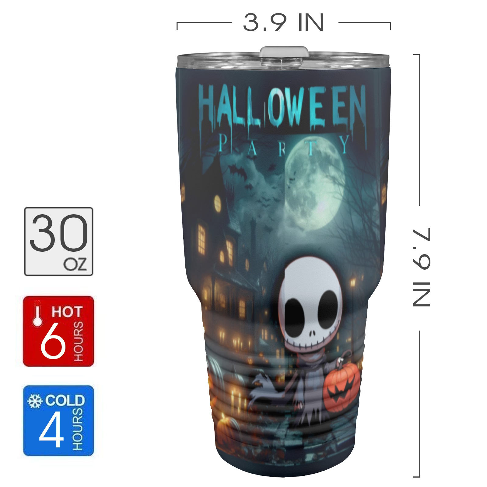 Happy Hello Ween 30oz Insulated Stainless Steel Mobile Tumbler