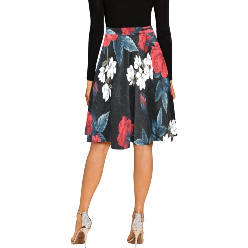 Vintage Floral Pleated Skirt Melete Pleated Midi Skirt (Model D15)