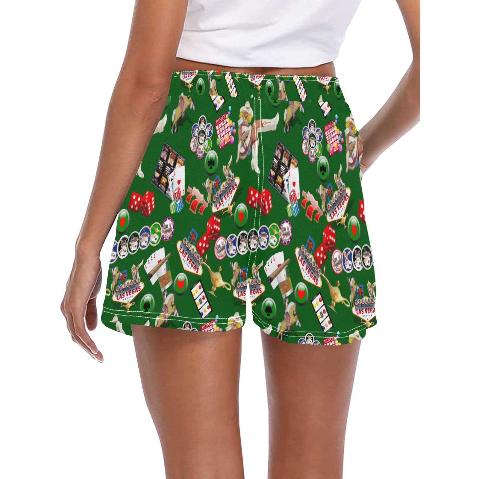 Las Vegas Icons Gamblers Delight - Green Women's Casual Board Shorts (Model L54)