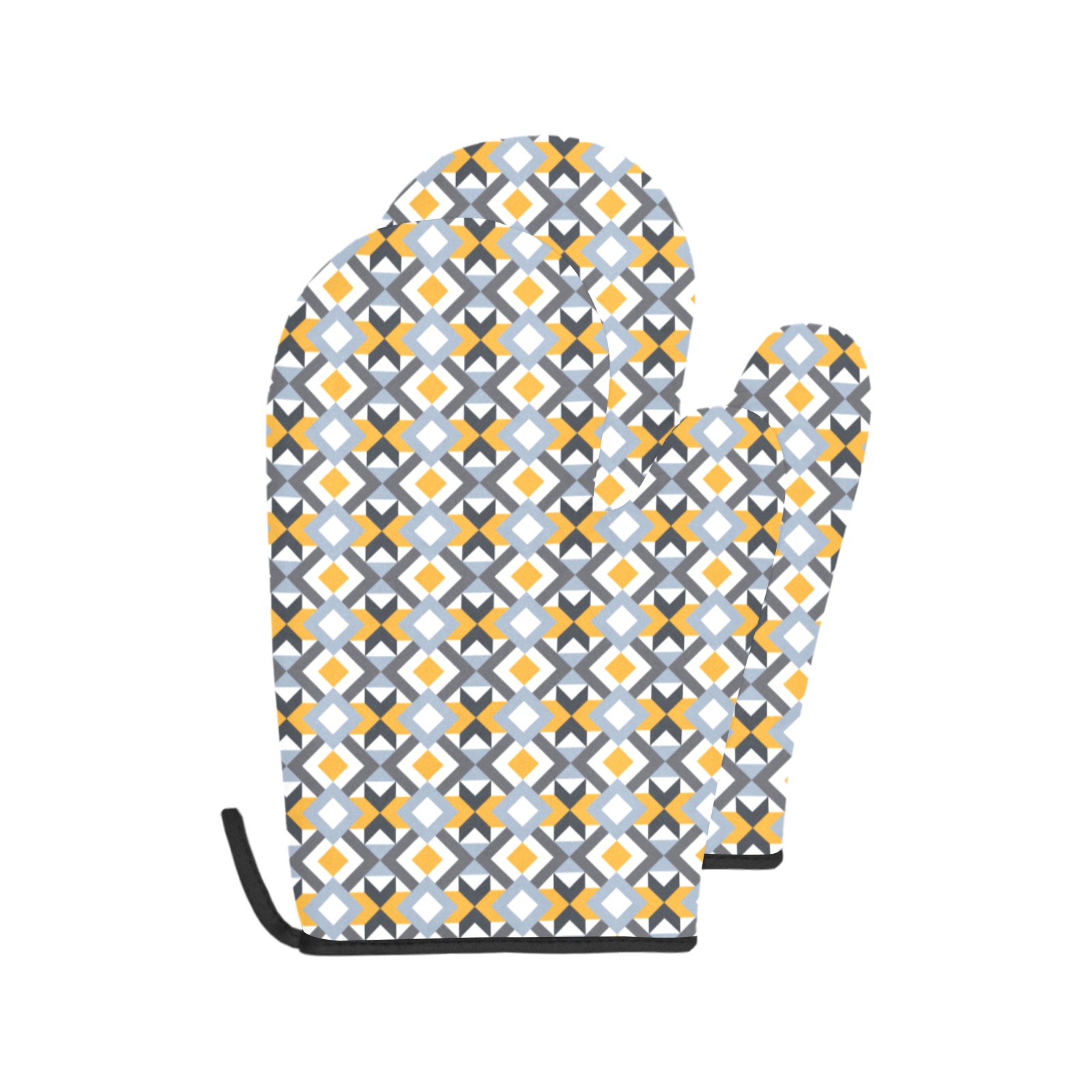 Retro Angles Abstract Geometric Pattern Oven Mitt (Two Pieces)