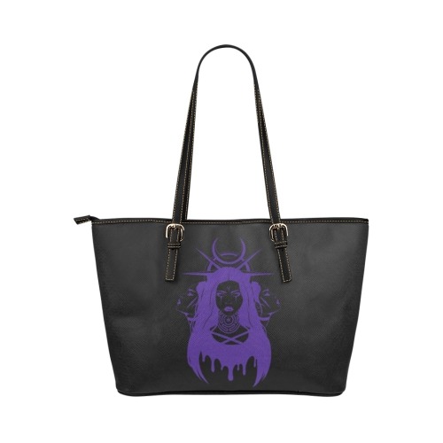 Hekate Violet Leather Tote Bag/Small (Model 1651)