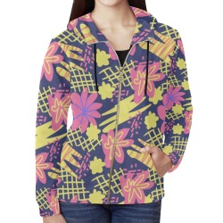 Abstract Doodles All Over Print Full Zip Hoodie for Women (Model H14)