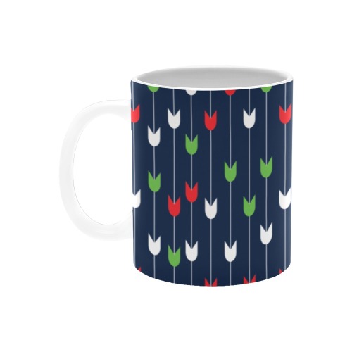 Red and white floral pattern White Mug(11OZ)