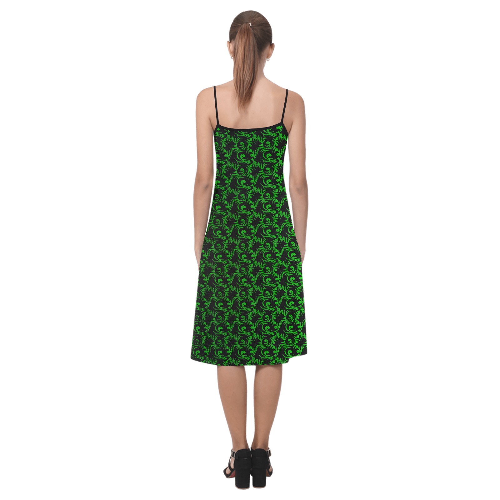 green swirl blk Alcestis Slip Dress (Model D05)