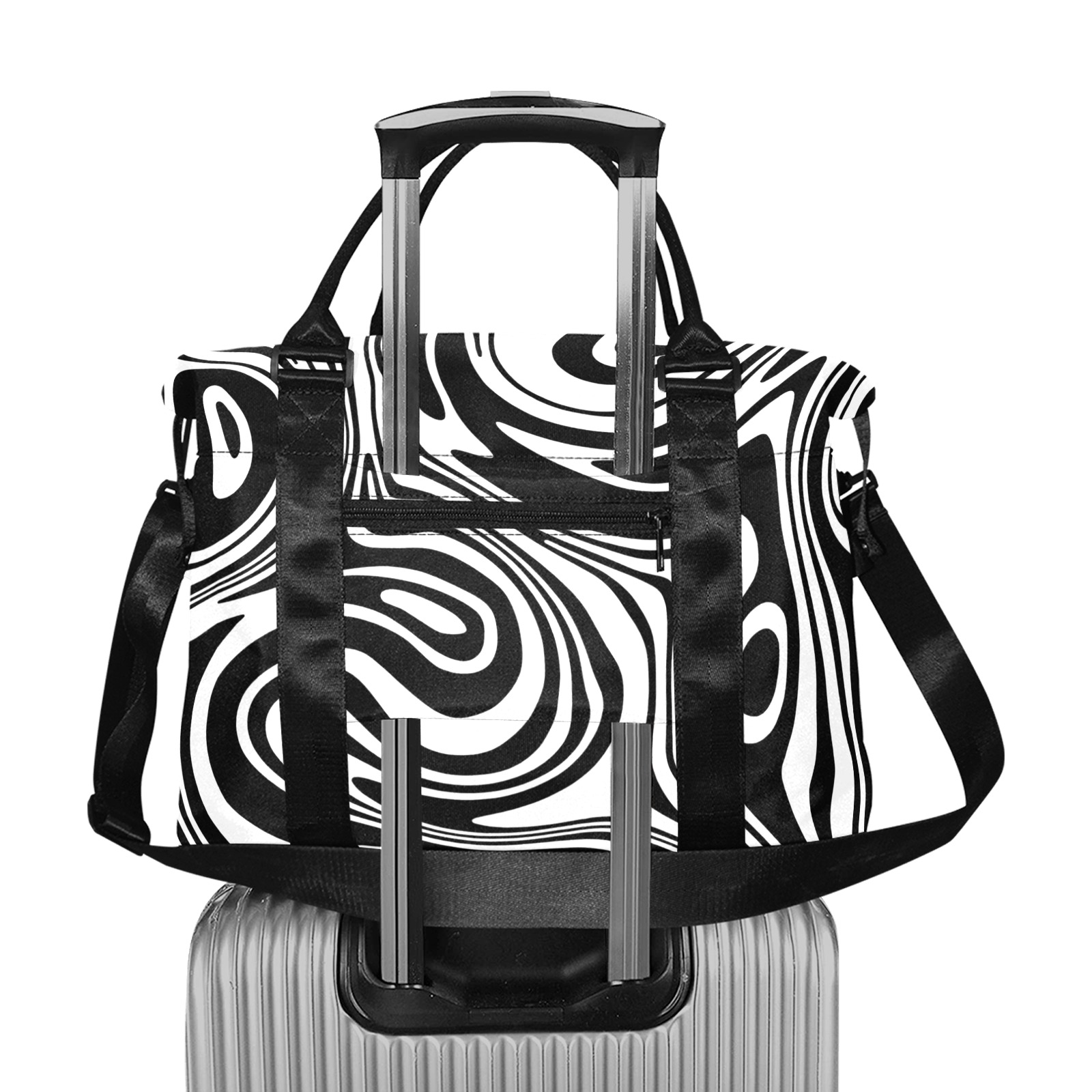 Black and White Marble Large Capacity Duffle Bag (Model 1715)