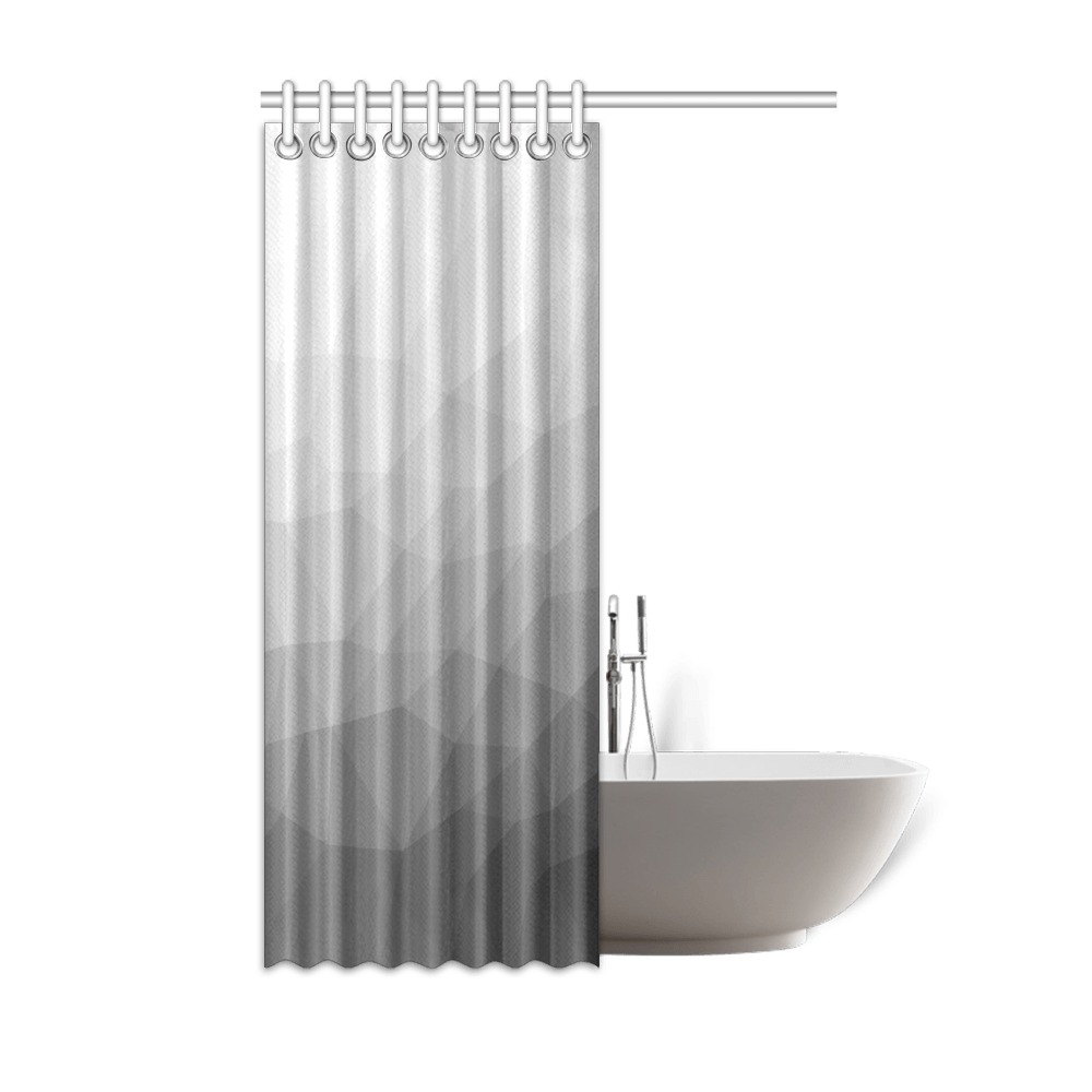 Grey Gradient Geometric Mesh Pattern Shower Curtain 48"x72"