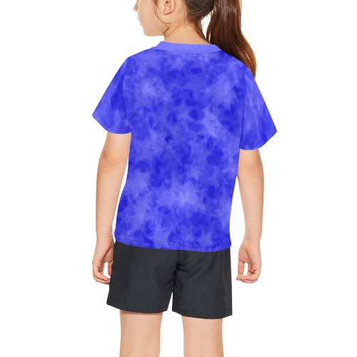 Purple Blue Tees for Kids Big Girls' All Over Print Crew Neck T-Shirt (Model T40-2)