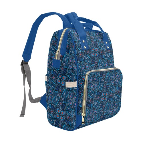 Blue Doodles - Hearts And Smiles Multi-Function Diaper Backpack/Diaper Bag (Model 1688)