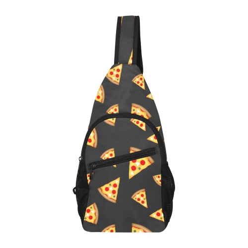 Cool and fun pizza slices pattern dark gray All Over Print Chest Bag (Model 1719)