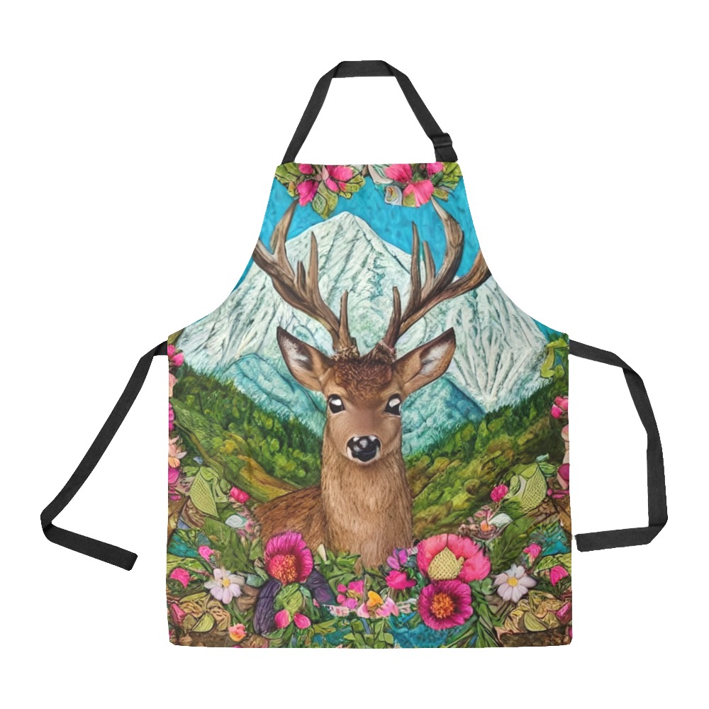 Boho Aesthetic Deer Simulated Quilt Artwork All Over Print Apron