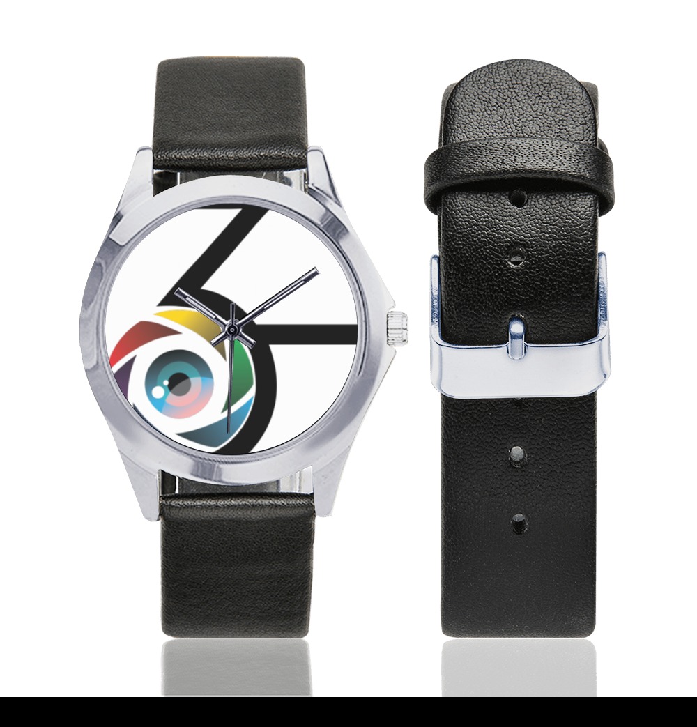3rd Eye Unisex Silver-Tone Round Leather Watch (Model 216)