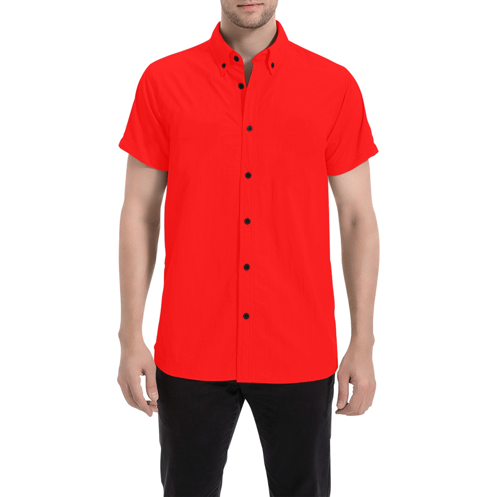 Merry Christmas Red Solid Color Men's All Over Print Short Sleeve Shirt (Model T53)