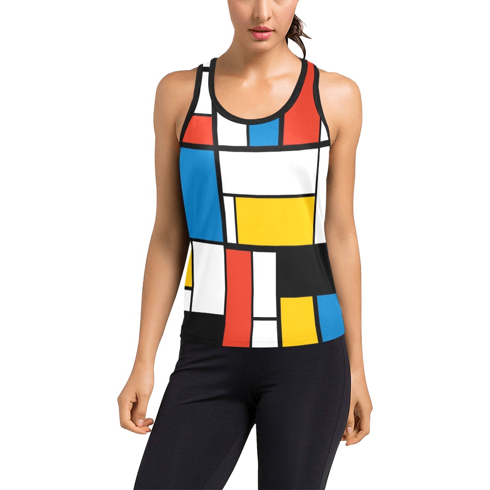 Mondrian De Stijl Modern Women's Racerback Tank Top (Model T60)