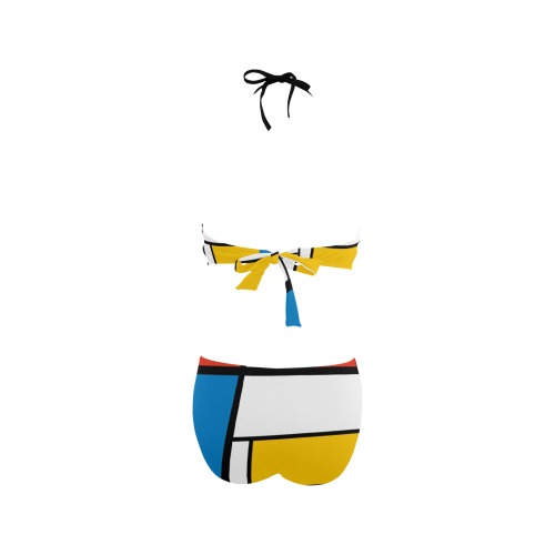 Mondrian De Stijl Modern Women's Fringe Swimsuit (Model S32)