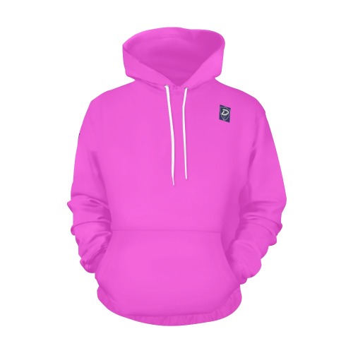 DIONIO Clothing - Women's Hoodie (Pink W/Blue Shield Logo) All Over Print Hoodie for Women (USA Size) (Model H13)