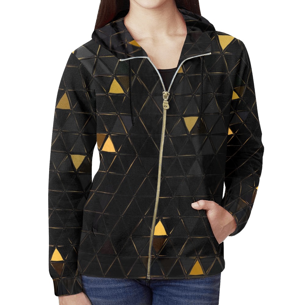 mosaic triangle 7 All Over Print Full Zip Hoodie for Women (Model H14)