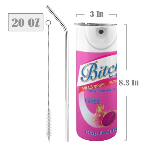 Pink 20oz Tall Skinny Tumbler with Lid and Straw