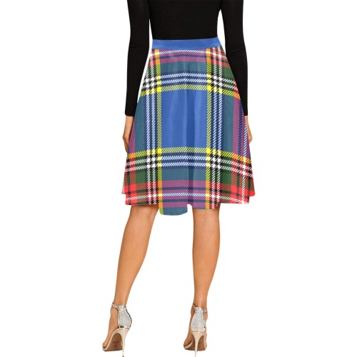 BlueGreenRedYellow Tartan Melete Pleated Midi Skirt (Model D15)