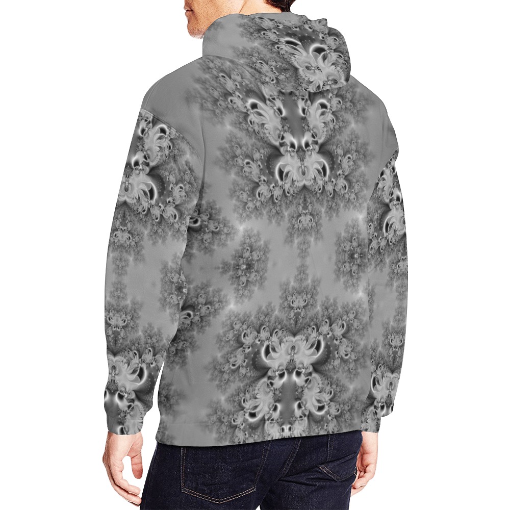 Cloudy Day in the Garden Frost Fractal All Over Print Hoodie for Men (USA Size) (Model H13)