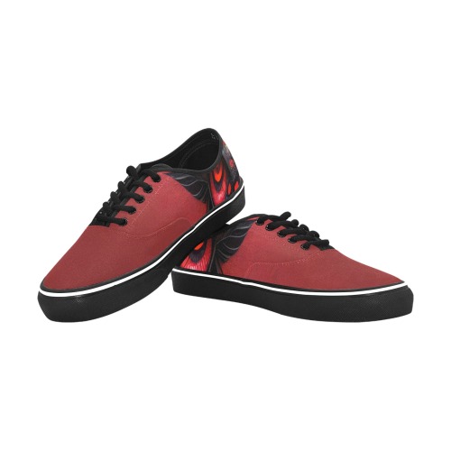 red eye Classic Women's Canvas Low Top Shoes (Model E001-4)