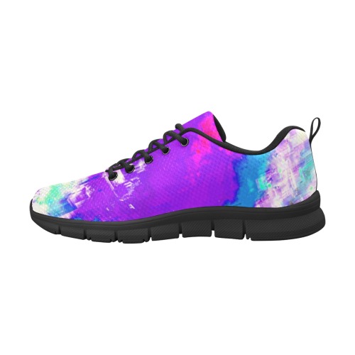 Glitchin' Purple Women's Breathable Running Shoes (Model 055)