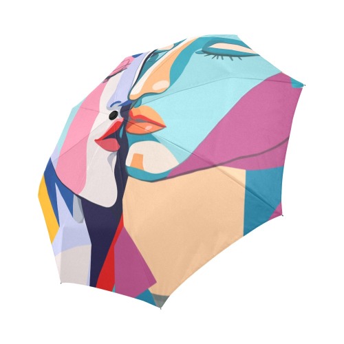 Love. Kissing man, woman art. Pastel colors. Auto-Foldable Umbrella (Model U04)
