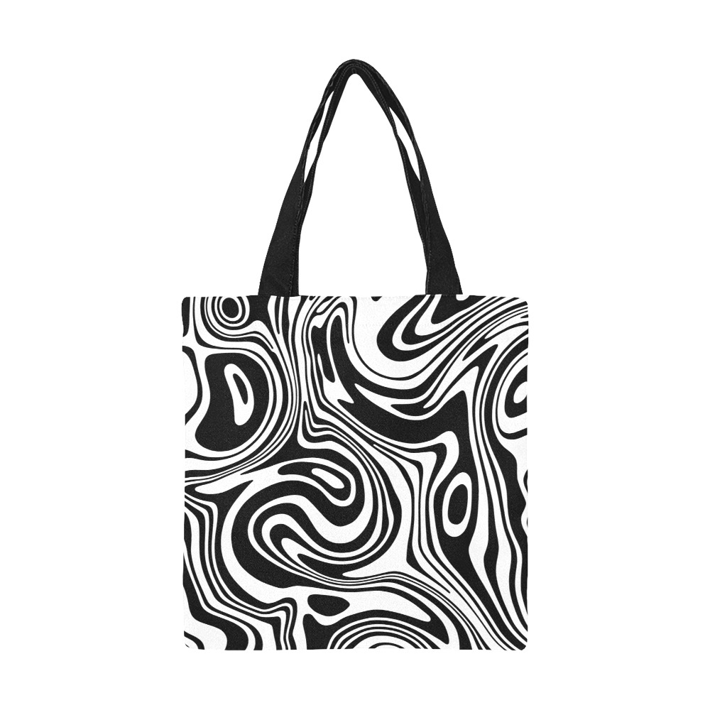 Black and White Marble All Over Print Canvas Tote Bag/Small (Model 1697)