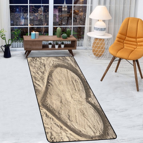 Love in the Sand Collection Area Rug with Black Binding  7'x3'3''