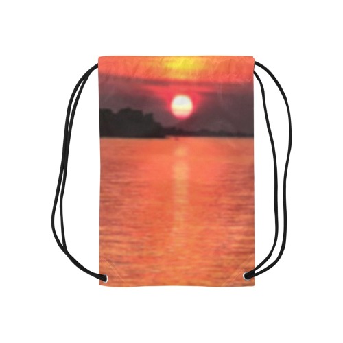 Lady Pink Sunset Collection Small Drawstring Bag Model 1604 (Twin Sides) 11"(W) * 17.7"(H)