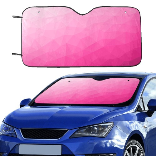 Hot pink gradient geometric mesh pattern Car Sun Shade 55"x30"
