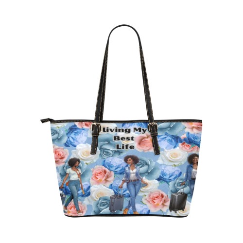 living my best life large tote bag (3295 × 2412 px) Leather Tote Bag/Large (Model 1651)