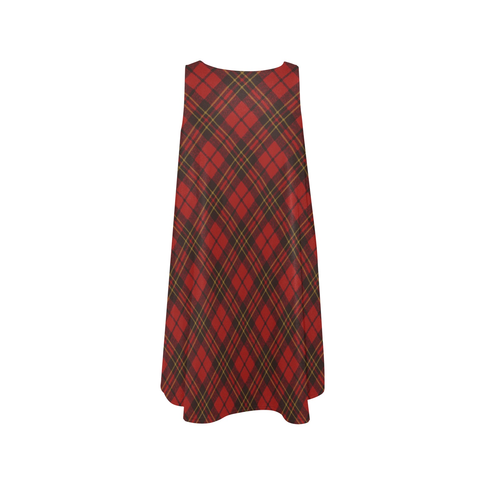 Red tartan plaid winter Christmas pattern holidays Sleeveless A-Line Pocket Dress (Model D57)