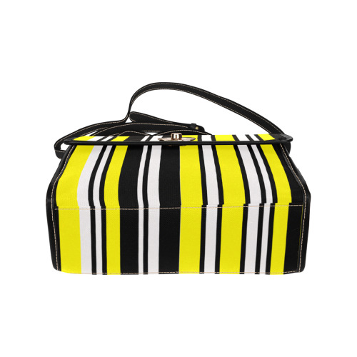 by stripes Waterproof Canvas Bag-Black (All Over Print) (Model 1641)