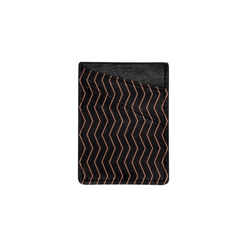Black tan brown chevron vertical lines pattern Cell Phone Card Holder
