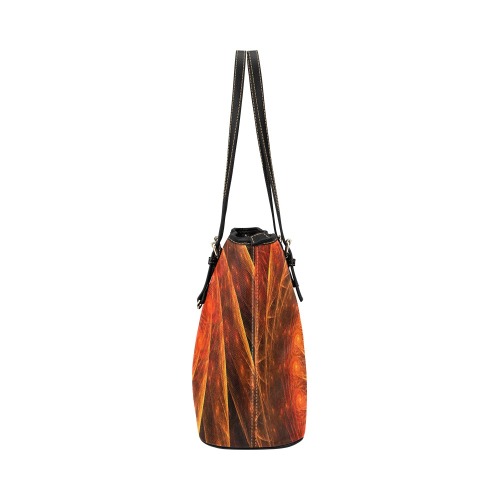 RING OF FIRE Leather Tote Bag/Small (Model 1651)