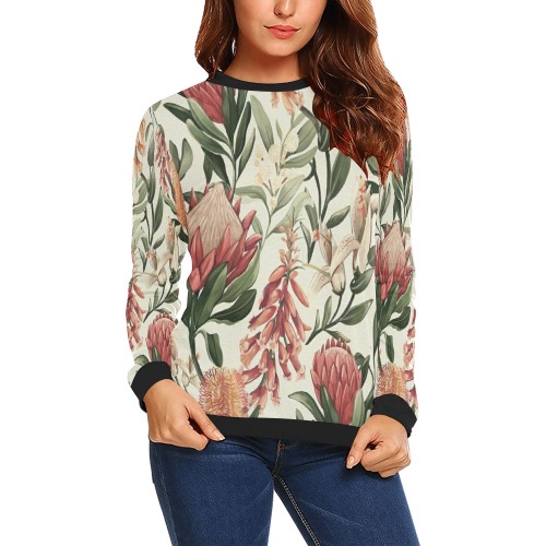 Floral All Over Print Crewneck Sweatshirt for Women (Model H18)