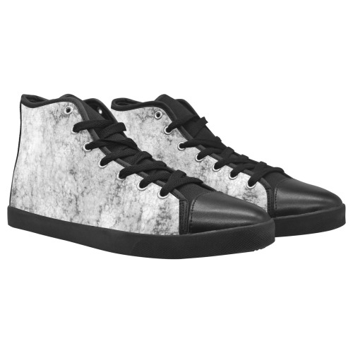 Textured gray Men's High Top Canvas Shoes (Model 002)