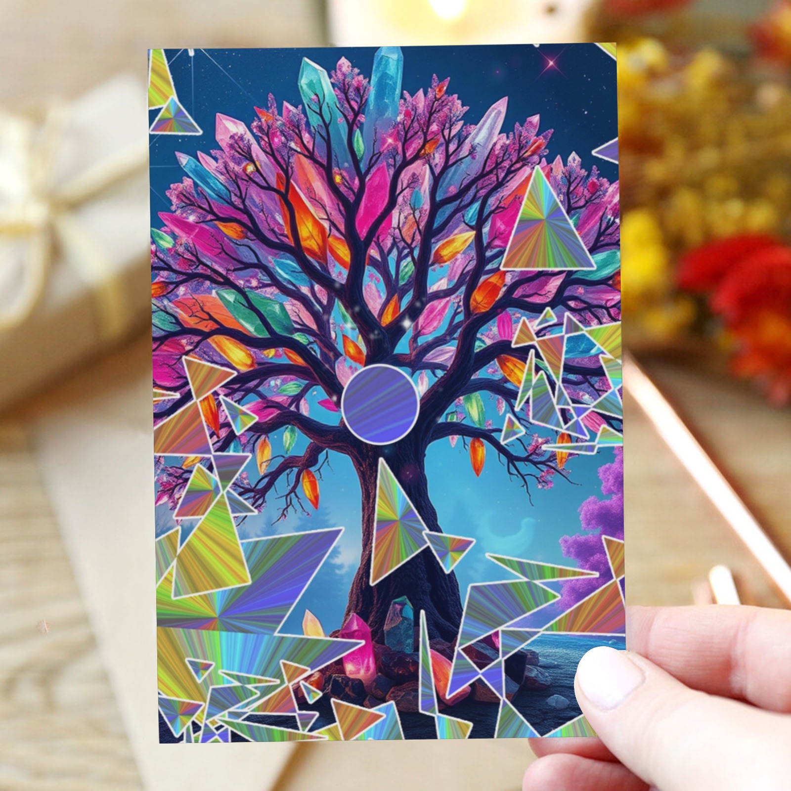 Crystal Abstract Tree Greeting Card 4"x6"