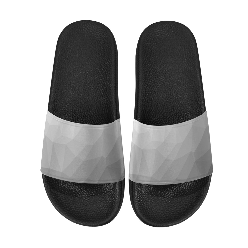 Grey Gradient Geometric Mesh Pattern Men's Slide Sandals (Model 057)