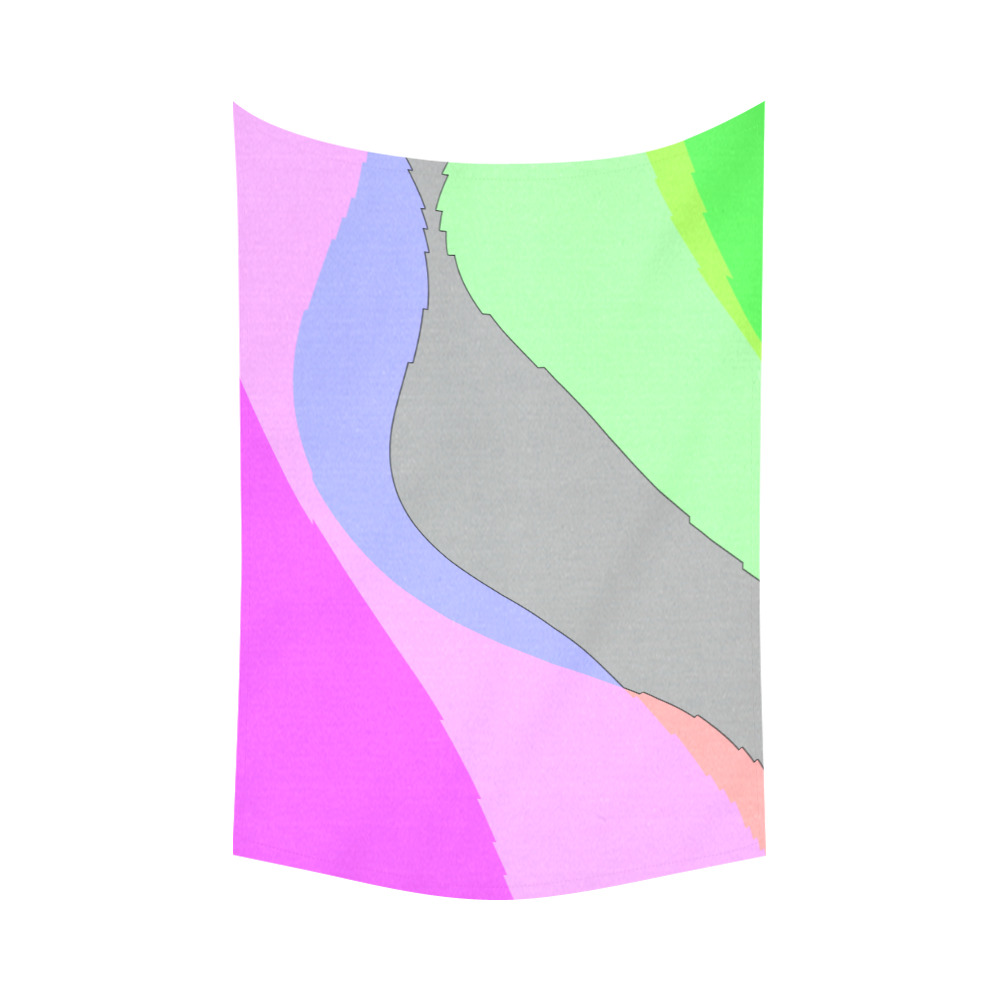 Abstract 703 - Retro Groovy Pink And Green Cotton Linen Wall Tapestry 60"x 90"