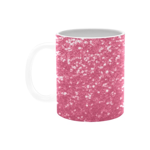 Magenta light pink red faux sparkles glitter White Mug(11OZ)