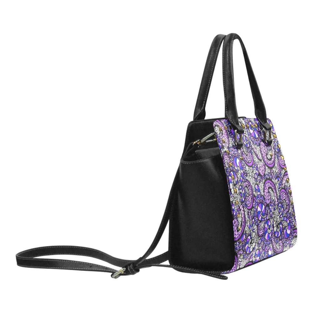 Purple Pulse Rivet Shoulder Handbag (Model 1645)