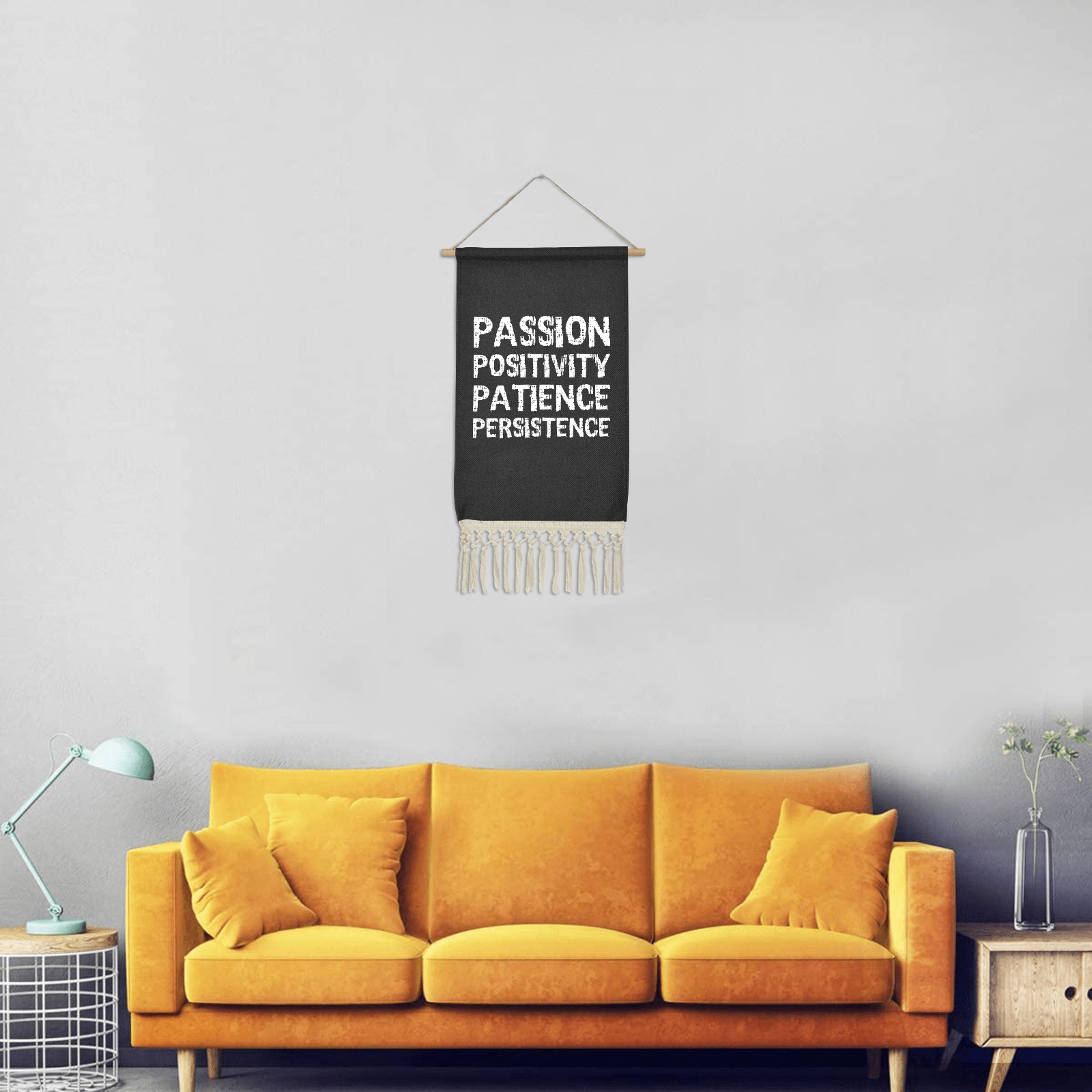 Passion, positivity, patience, persistence white Linen Hanging Poster
