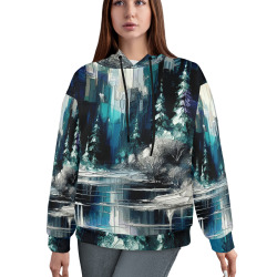 Painted City Winter Scene 1006 Women's All Over Print Hoodie (Model H61)