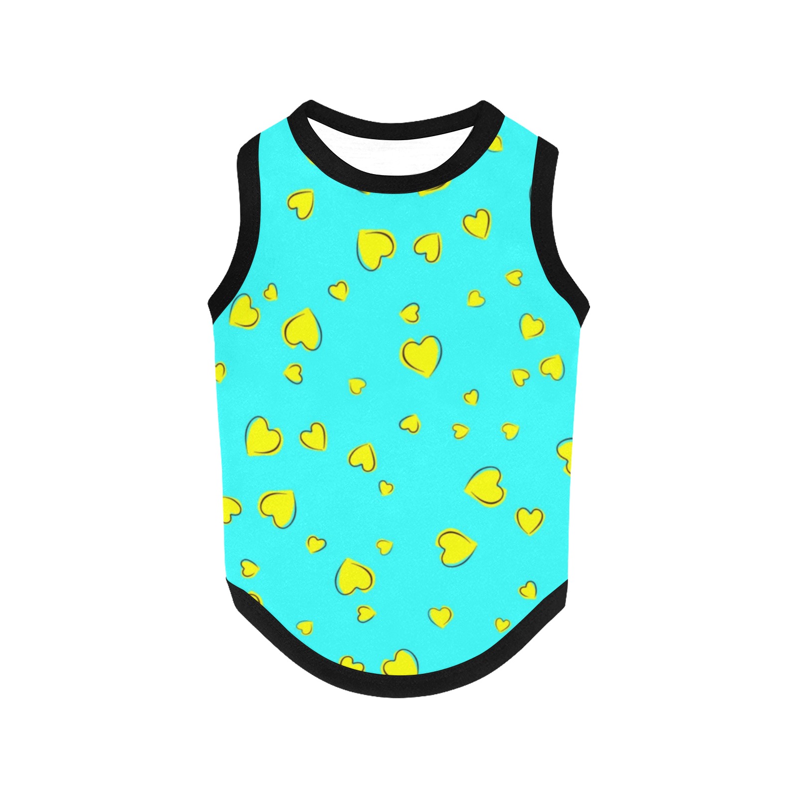 Yellow Hearts Floating on Aqua All Over Print Pet Tank Top