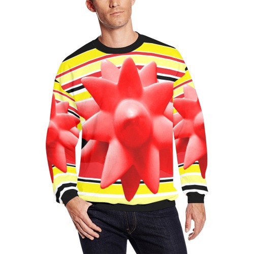 spiky summer stripes Men's Oversized Fleece Crew Sweatshirt (Model H18)