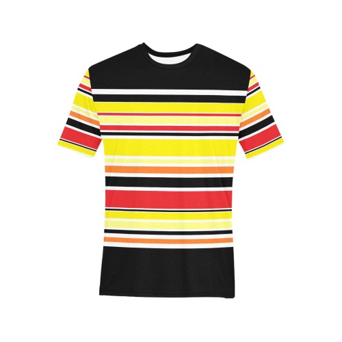 summer stripes Men's All Over Print T-Shirt (Solid Color Neck) (Model T63)