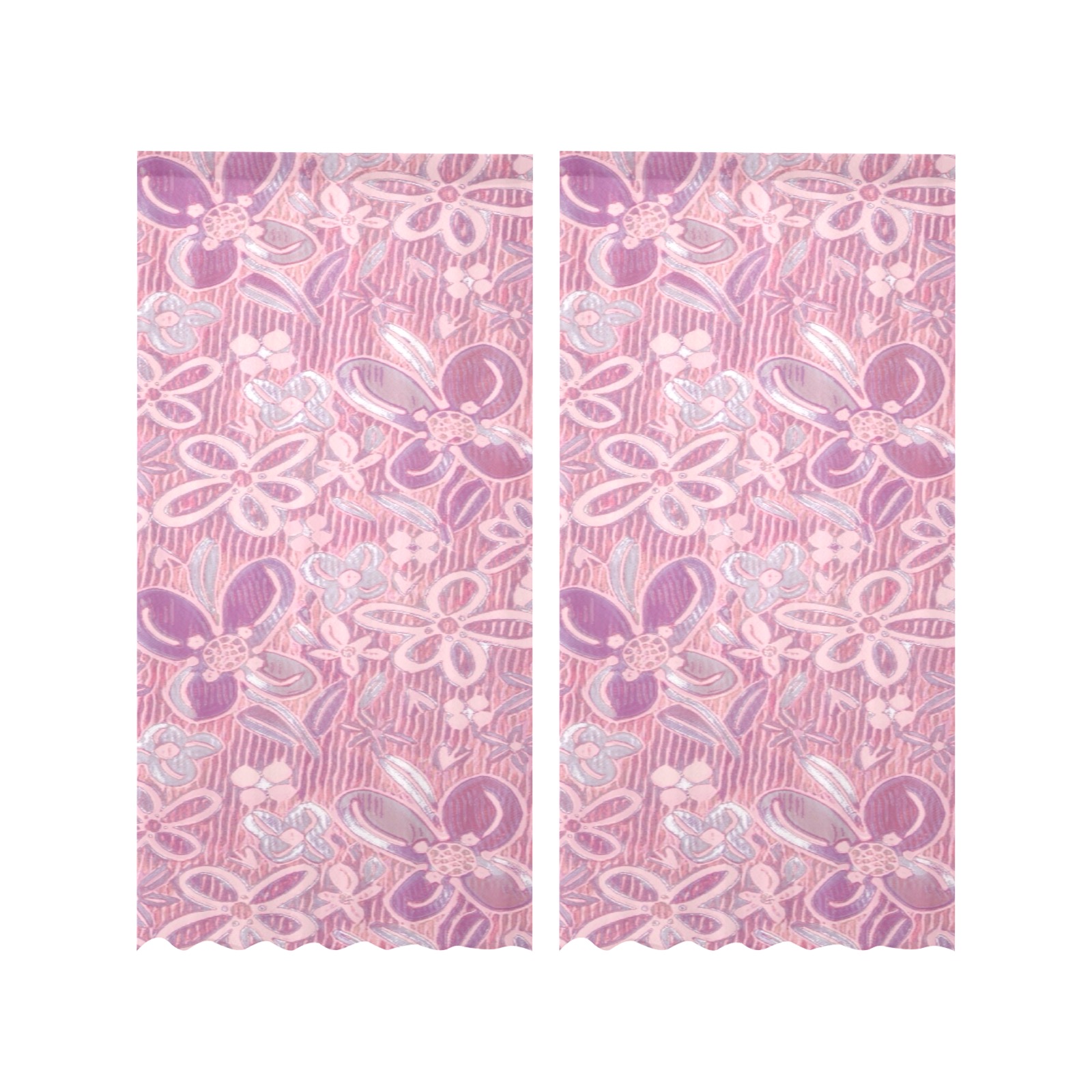 Cute floral pattern Gauze Curtain 28"x84" (Two-Piece)