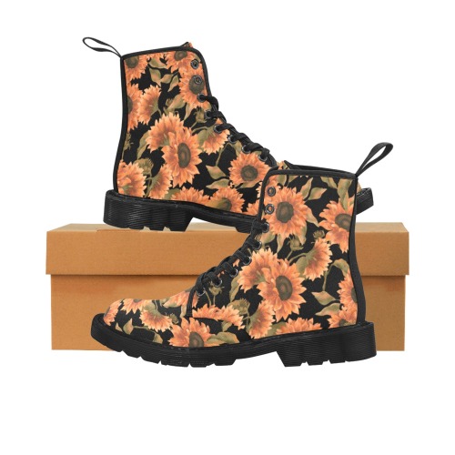 Sunflowers Martin Boots for Women (Black) (Model 1203H)